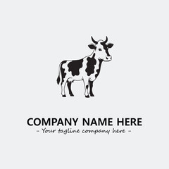 Cow illustration black and white for logo company vector image
