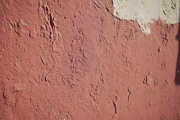 Obraz premium Textured Red Wall Background, Rough Plaster Surface, Vintage Building Exterior