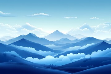 Mountain Landscape Digital Art. Tranquil Panorama of Nature's Serene Beauty
