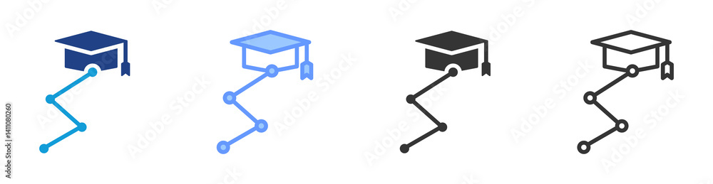 Poster Learning Path icon set multiple style collection