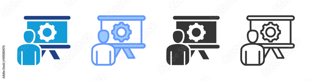 Poster Training Presentation icon set multiple style collection