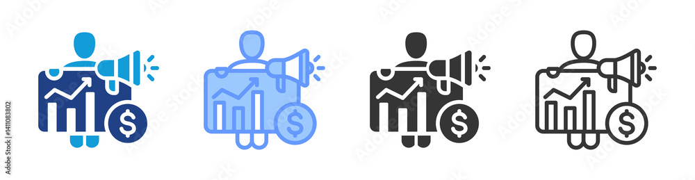 Poster promotion sales icon set multiple style collection