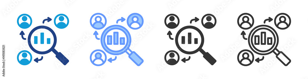 Poster competitive analysis icon set multiple style collection
