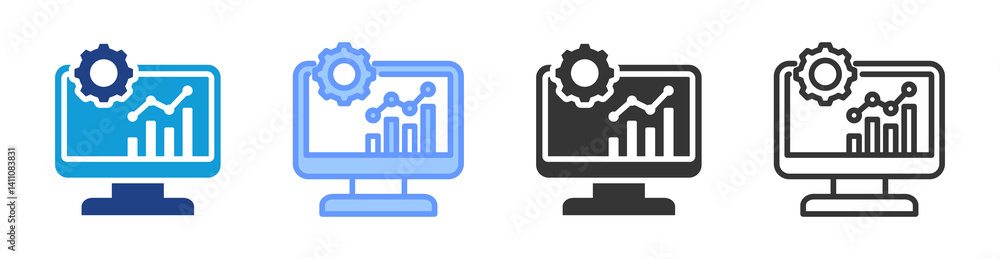Poster Statistics Data icon set multiple style collection