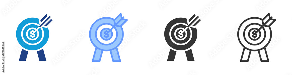 Poster target market icon set multiple style collection