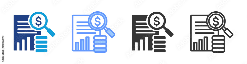 Poster Sales Report Analysis icon set multiple style collection