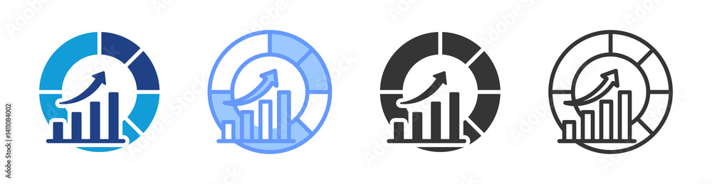 Poster market share growth icon set multiple style collection