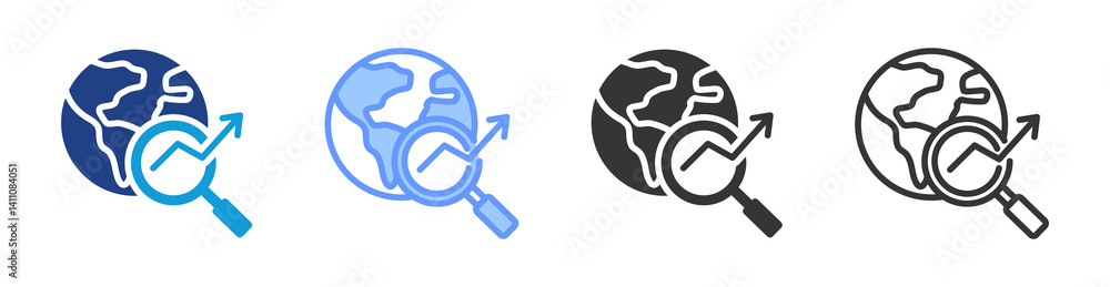 Poster Global Analysis icon set multiple style collection