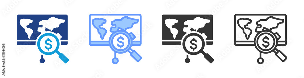 Poster sales geographics icon set multiple style collection