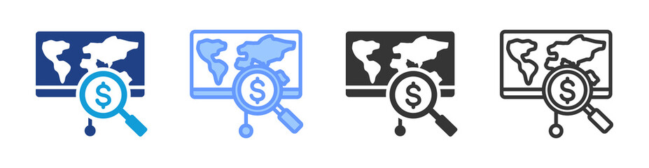 Sales Geographics icon set multiple style collection