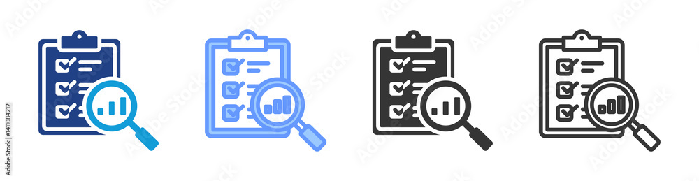 Poster market surveys icon set multiple style collection