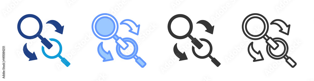 Poster secondary research icon set multiple style collection