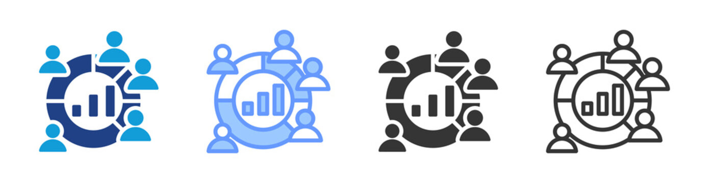 Market Demographics icon set multiple style collection