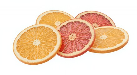 Dehydrated Citrus Fruit Slices on White Background
