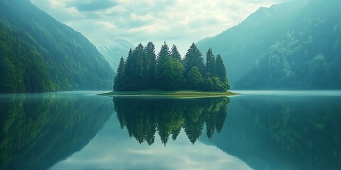 Landscape with lake and trees