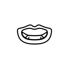 Obraz premium Open Mouth Icon with Teeth, Tongue on Transparent Background, Minimalist Symbol