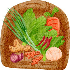 Watercolor Illustration of Vegetables 