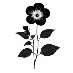 Elegant Black Flower Illustration: Minimalist Botanical Vector Design for Nature Art and Fashion