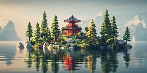 Fototapeta premium Traditional Japanese Garden in Spring