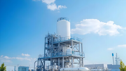 Obraz premium Industrial Plant Structure Under Clear Sky
