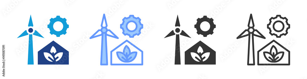 Poster Ecological Infrastructure icon set multiple style collection