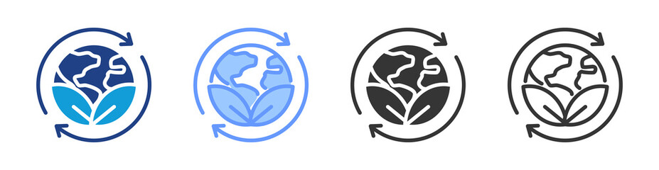 Sustainability icon set multiple style collection