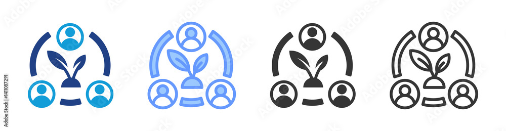 Aufkleber community resilience icon set multiple style collection