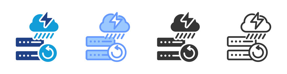 Disaster Recovery icon set multiple style collection