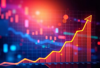 Abstract financial growth chart with data points and upward trend line,  investment strategy,  metrics