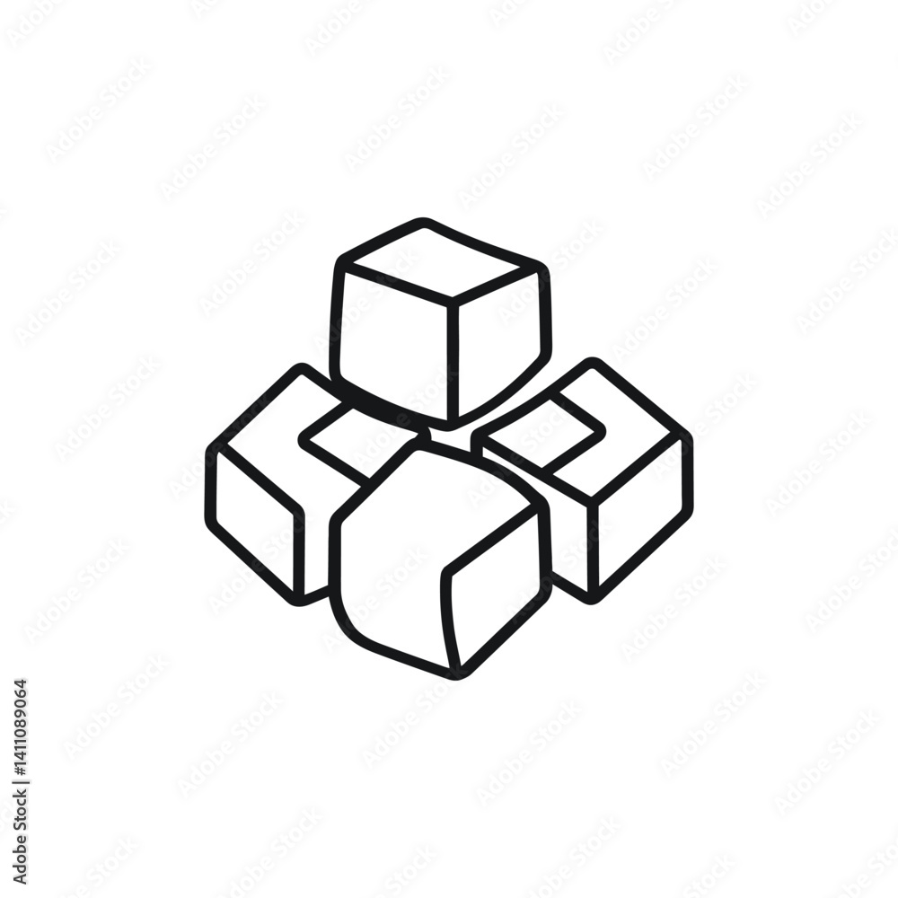 Aufkleber outline grouping of minimalist geometric cube icons on transparent