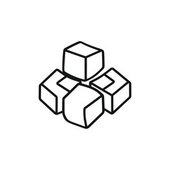 Outline Grouping of Minimalist Geometric Cube Icons on Transparent
