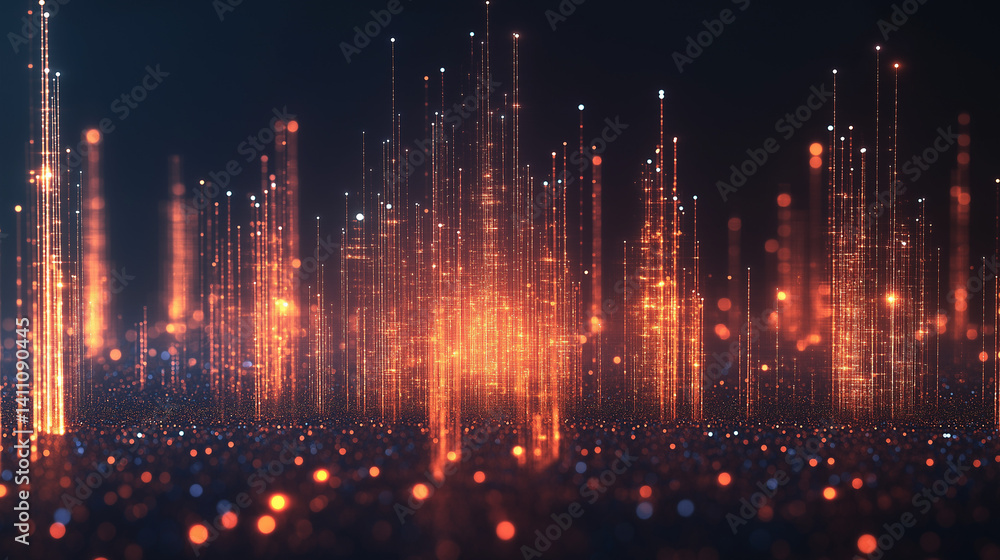 Poster data city: a mesmerizing digital rendering showcases a futuristic cityscape composed of vibrant line