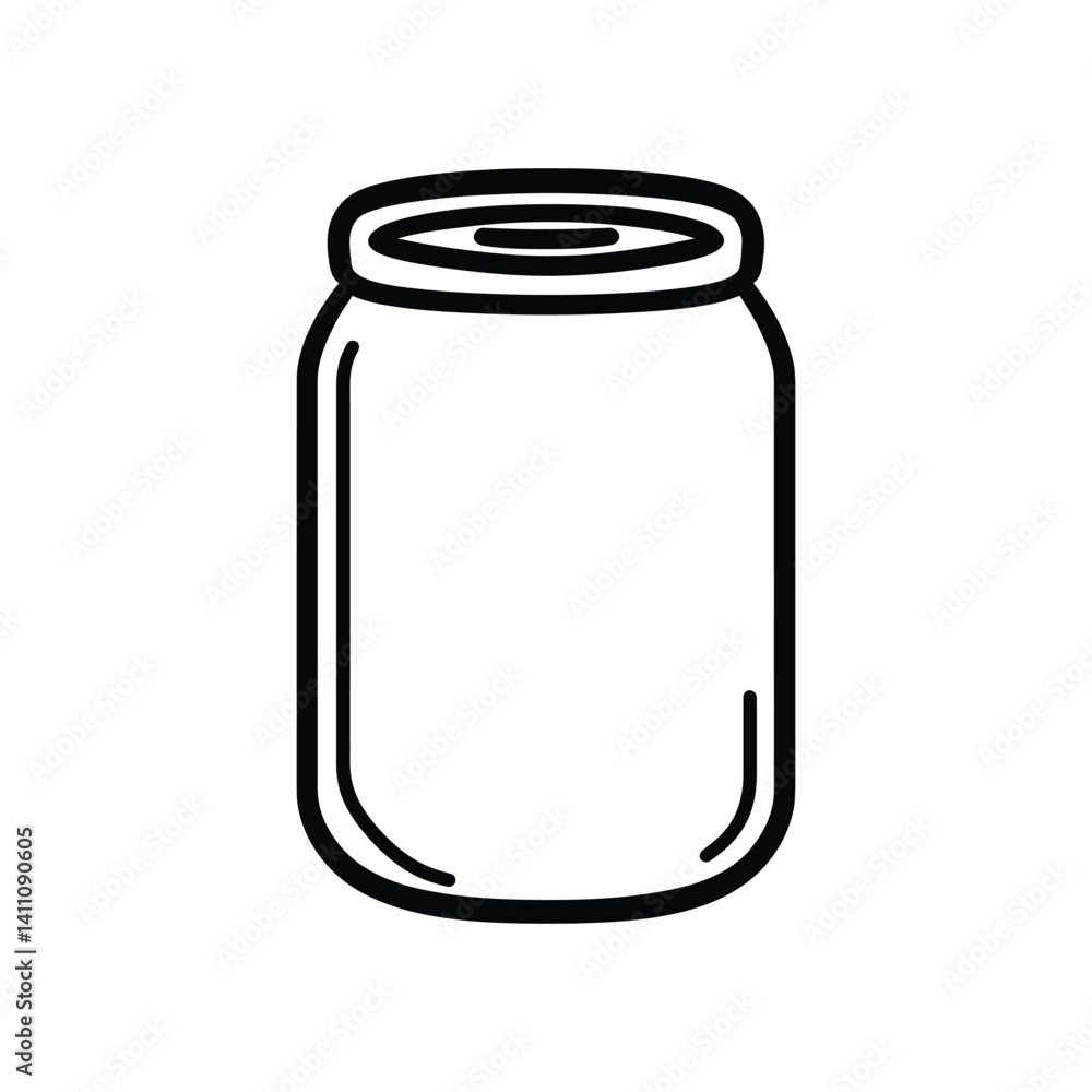 Aufkleber outline jar simple container with bold black edge on transparent background