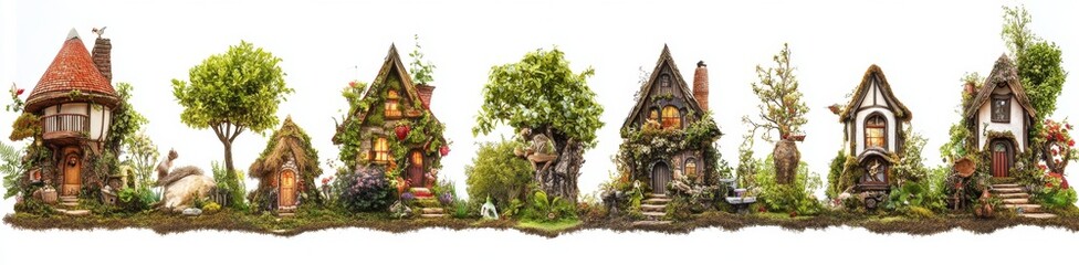 Enchanted miniature village nestled in a whimsical landscape