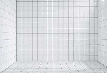 Clean white square ceramic tiles, seamless bathroom wall texture, pattern, modern