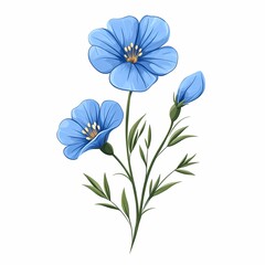 Naklejka premium Spring Bloom. Vibrant Blue Flax Flower Illustration - Creative Floral Design & Artwork
