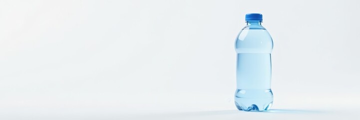 Naklejka premium Clear plastic water bottle with blue cap on white background, plastic, clipping path
