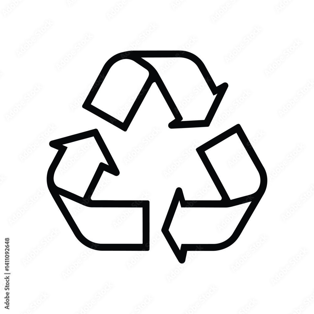 Aufkleber outline recycle icon design with arrow loop shapes on transparent background
