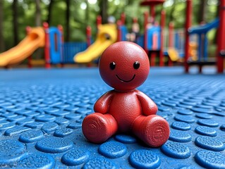 Naklejka premium Red figure in park playground