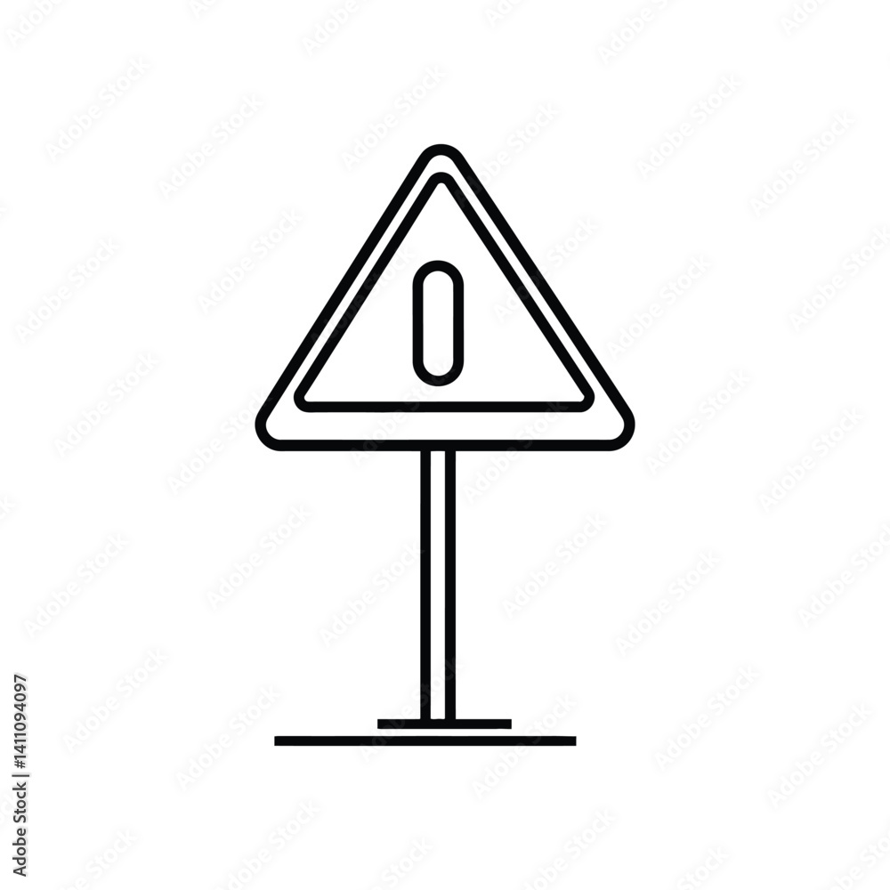 Poster outline style danger sign icon with a triangle and exclamation point
