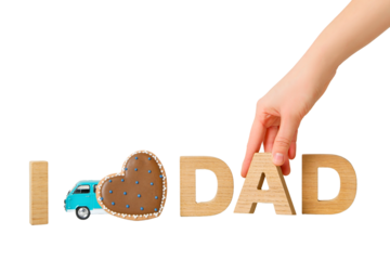 Father's Day, Cookie and letters for Dad, isolated on white, PNG