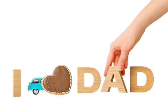 Father's Day, Cookie and letters for Dad, isolated on white, PNG