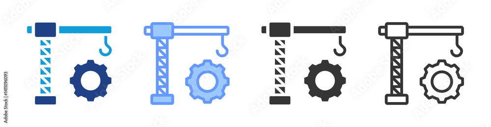 Poster Construction Management icon set multiple style collection