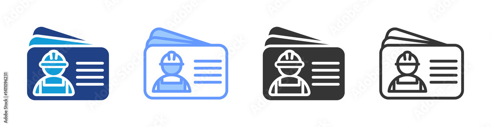 Poster Worker Identity icon set multiple style collection