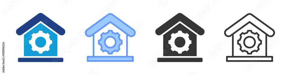 Aufkleber Building Management icon set multiple style collection