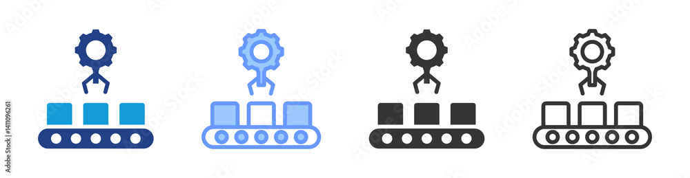 Poster industrial product icon set multiple style collection
