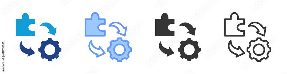 Fototapete project components icon set multiple style collection
