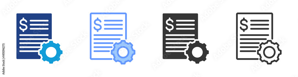 Poster budget icon set multiple style collection