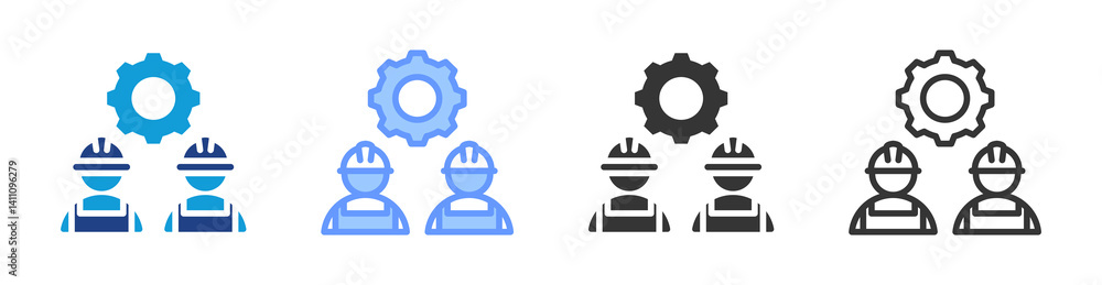 Poster Project Team icon set multiple style collection
