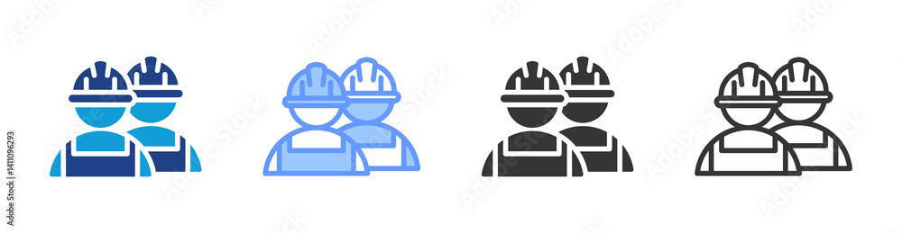 Poster Staff Worker icon set multiple style collection